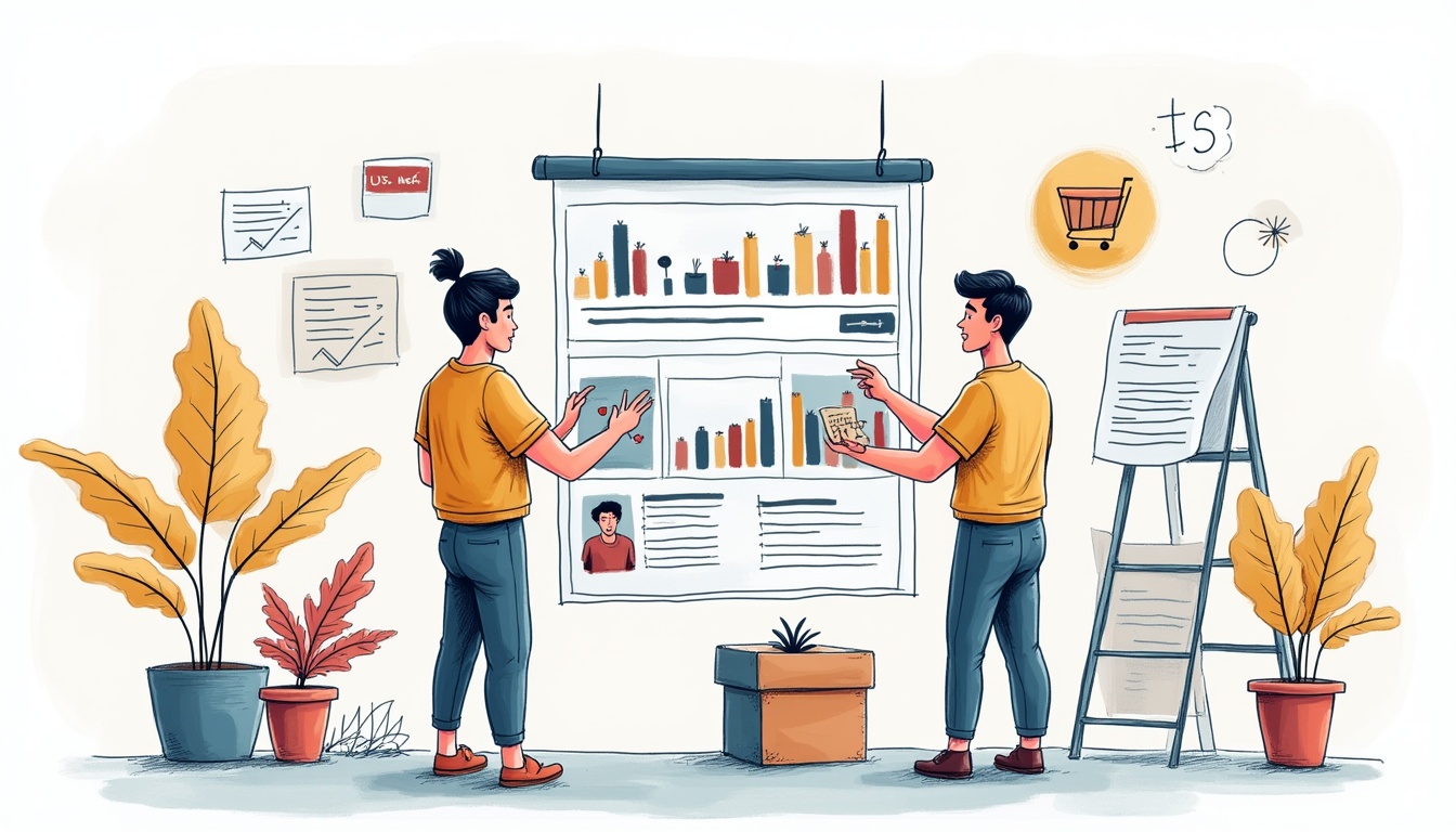 Ilustrație cu un magazin online ieftin, simbolizând accesibilitatea și soluțiile economice pentru afaceri.